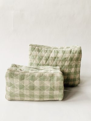 Toalettbag rutet S 25x14x10 cm grønn