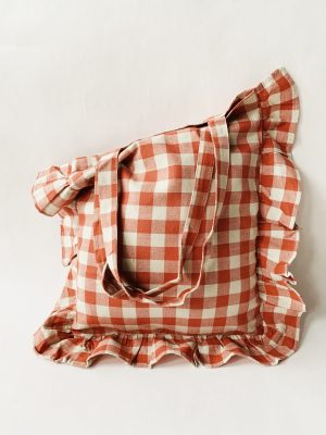 Veske rutet m kappe 45x45x7 cm rød